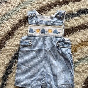 Cactus Blue and White Striped Kids Overalls